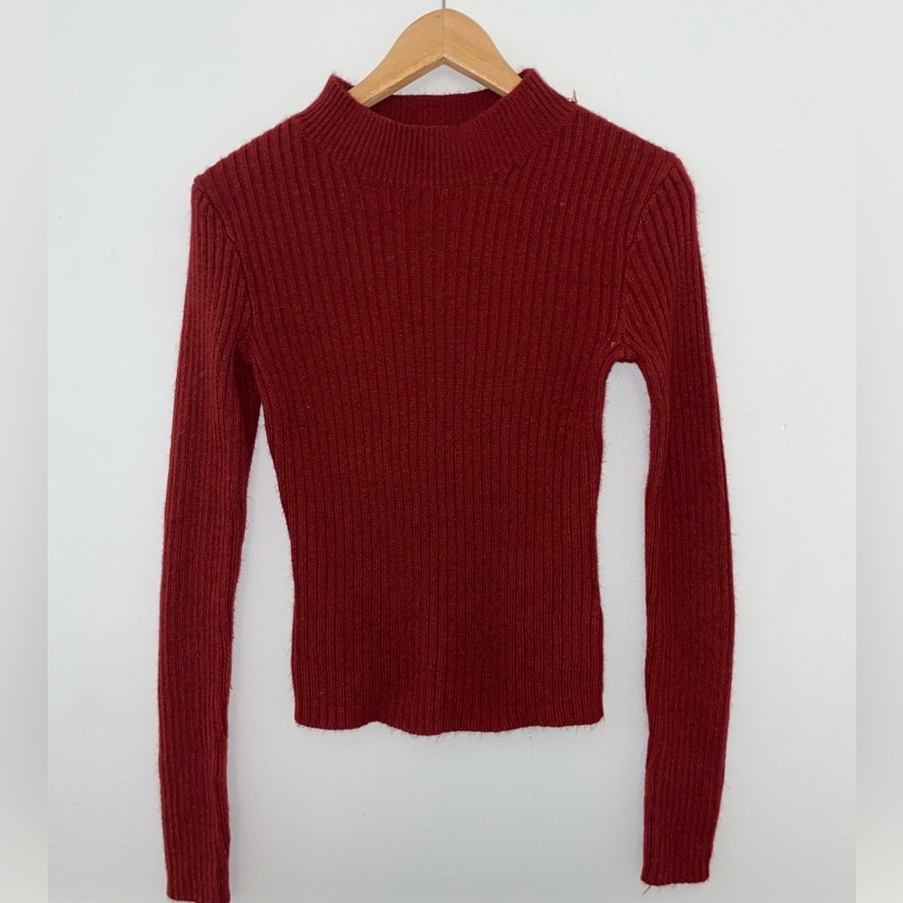 Ribbed Red Long Sleeve Sweater